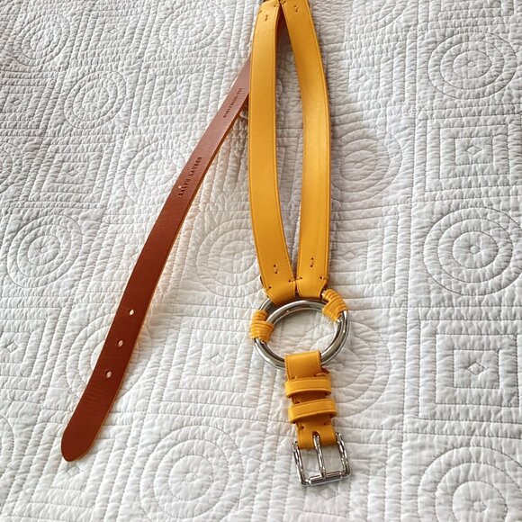 RALPH LAUREN Vachetta Leather Crescent O-Ring Equestrian TRI-STRAP Waist Belt Si - Picture 3 of 16